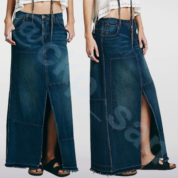 NWOT Free People Leann Patchwork Maxi Skirt Sz 27 - Picture 2 of 16